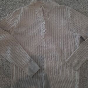 Women's Cream Cable Knit Cotton Sweater